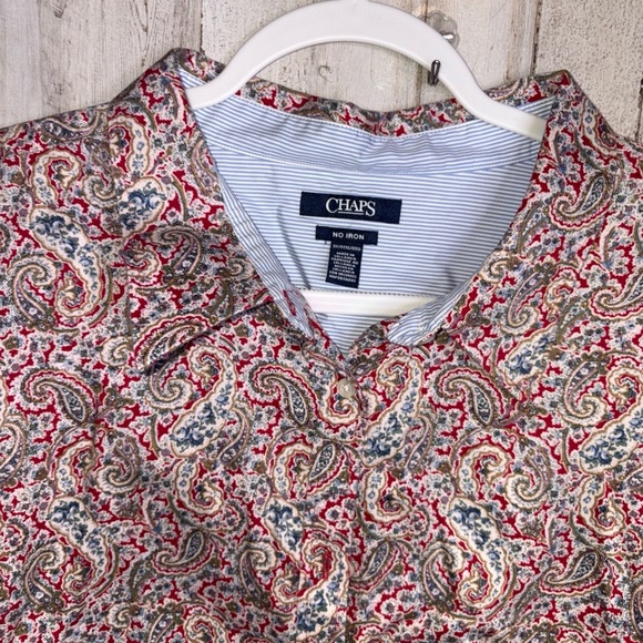 Chaps Women’s  Paisley Print Button-Down Shirt 3X No Iron Cotton Top - Picture 3 of 15